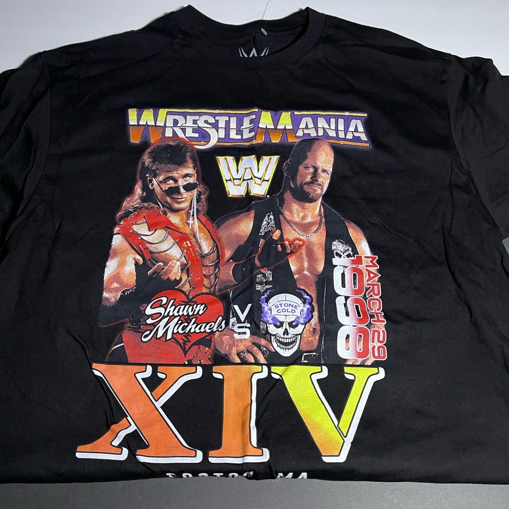 Men’s Size Large WWF Stone Cold and Shawn Michaels Black T Shirt New